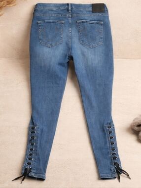 TRUE RELIGION HALLE Crop Ankle Super Skinny Jeans Women Size 31 DZ6590